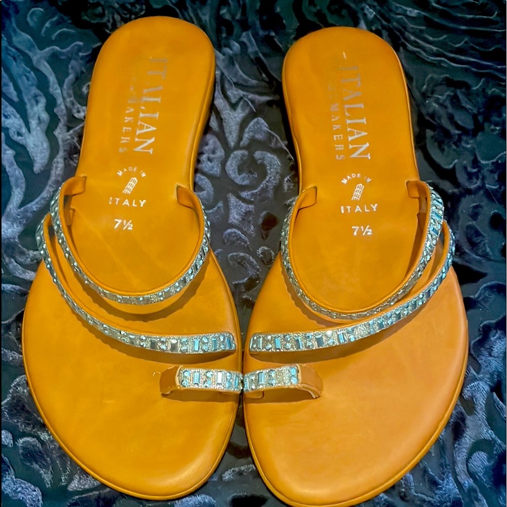 Italian leather sandals size 7.5 light blue new